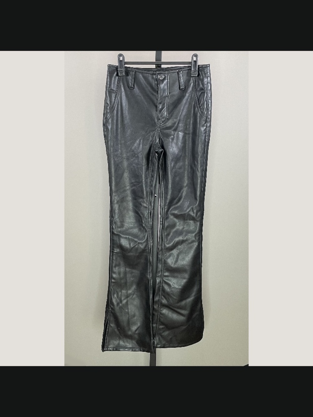 NEW Free People Pants Womens 26 black faux leather flare moto boho indie